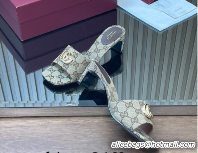 Good Looking Gucci GG Canvas Heel Slides Sandal 5.5cm GG030503 Beige 2026