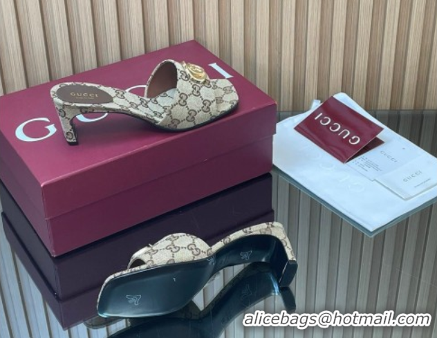 Good Looking Gucci GG Canvas Heel Slides Sandal 5.5cm GG030503 Beige 2026