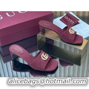 Durable Gucci GG Canvas Heel Slides Sandal 5.5cm GG030503 Burgundy 2026