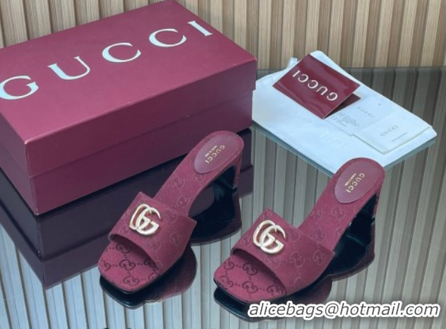 Durable Gucci GG Canvas Heel Slides Sandal 5.5cm GG030503 Burgundy 2026