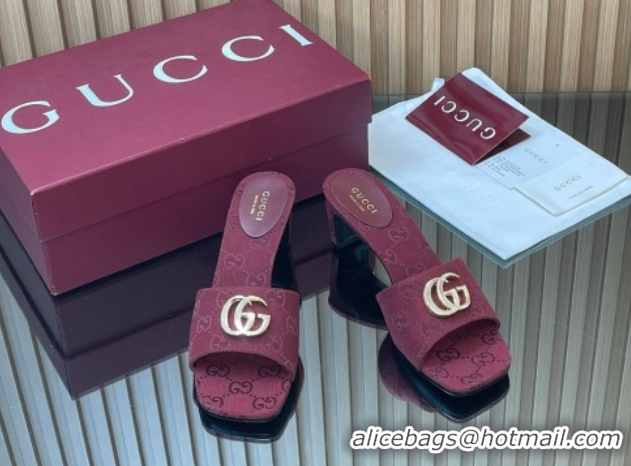 Durable Gucci GG Canvas Heel Slides Sandal 5.5cm GG030503 Burgundy 2026