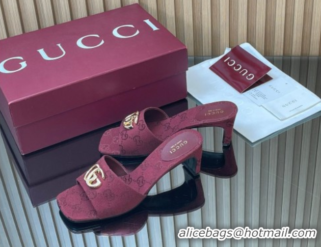 Durable Gucci GG Canvas Heel Slides Sandal 5.5cm GG030503 Burgundy 2026