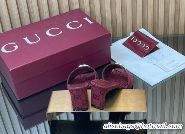 Durable Gucci GG Canvas Heel Slides Sandal 5.5cm GG030503 Burgundy 2026