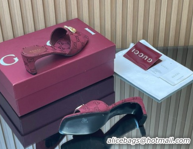 Durable Gucci GG Canvas Heel Slides Sandal 5.5cm GG030503 Burgundy 2026