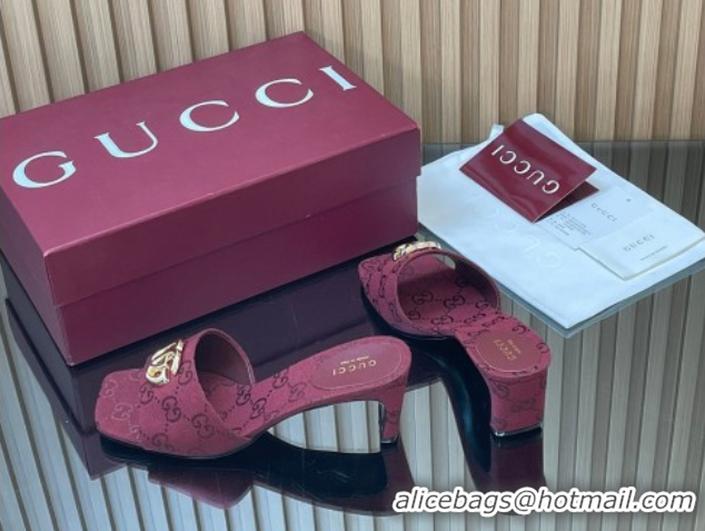 Durable Gucci GG Canvas Heel Slides Sandal 5.5cm GG030503 Burgundy 2026