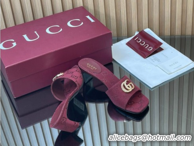 Durable Gucci GG Canvas Heel Slides Sandal 5.5cm GG030503 Burgundy 2026