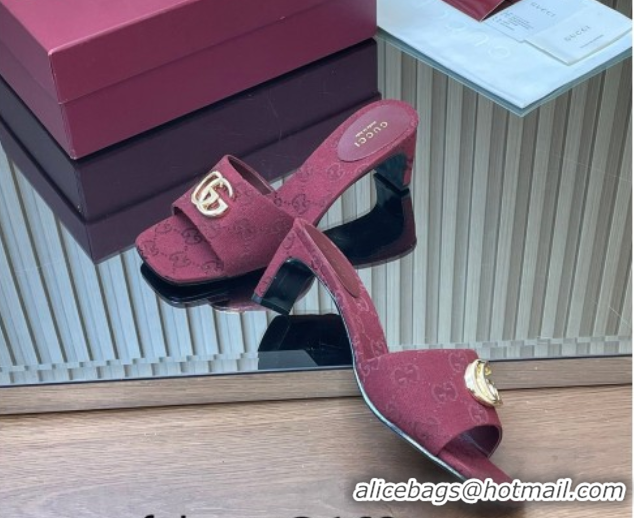 Durable Gucci GG Canvas Heel Slides Sandal 5.5cm GG030503 Burgundy 2026