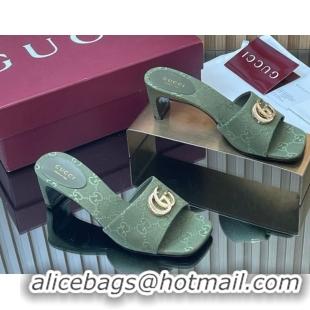 Top Design Gucci GG Canvas Heel Slides Sandal 5.5cm GG030503 Green 2026