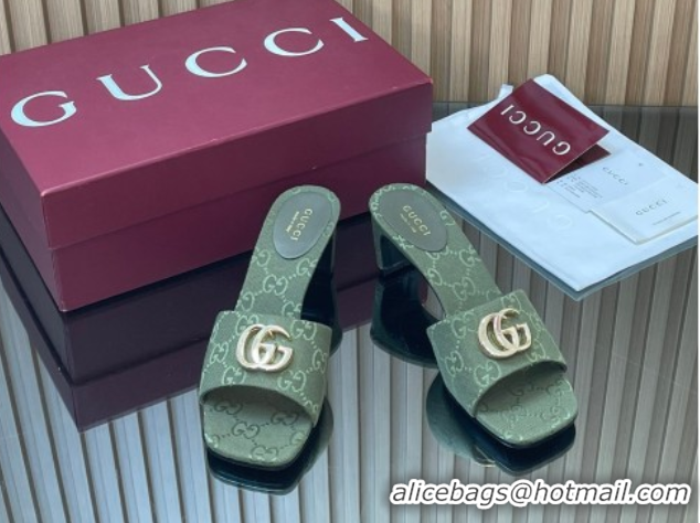 Top Design Gucci GG Canvas Heel Slides Sandal 5.5cm GG030503 Green 2026