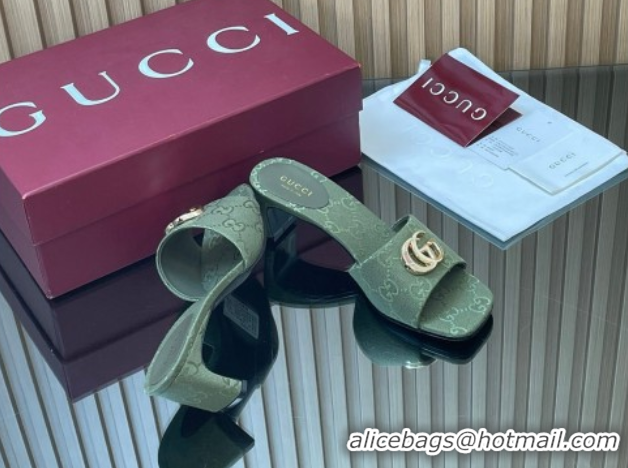 Top Design Gucci GG Canvas Heel Slides Sandal 5.5cm GG030503 Green 2026