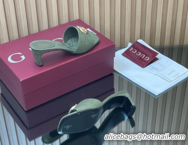 Top Design Gucci GG Canvas Heel Slides Sandal 5.5cm GG030503 Green 2026