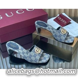 Best Product Gucci GG Canvas Heel Slides Sandal 5.5cm GG030503 Grey 2026