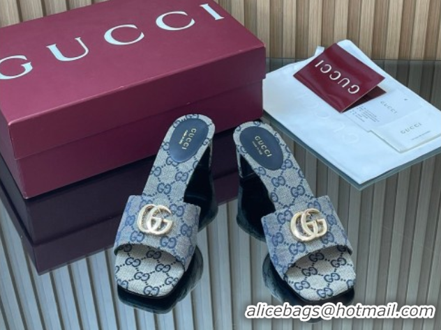 Best Product Gucci GG Canvas Heel Slides Sandal 5.5cm GG030503 Grey 2026