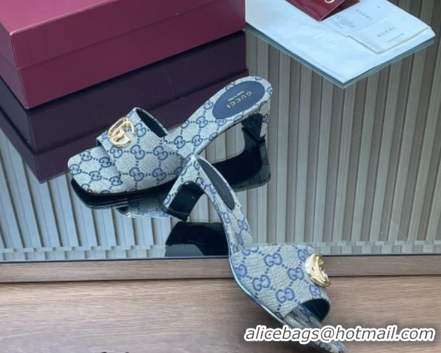 Best Product Gucci GG Canvas Heel Slides Sandal 5.5cm GG030503 Grey 2026