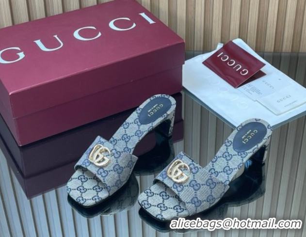 Best Product Gucci GG Canvas Heel Slides Sandal 5.5cm GG030503 Grey 2026