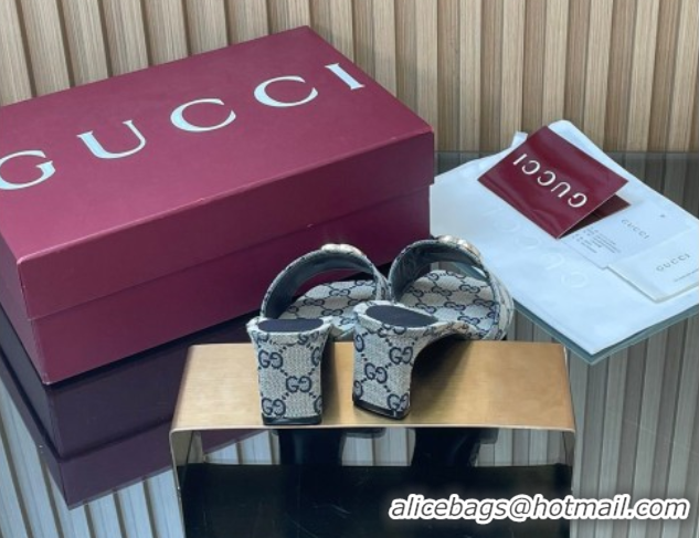 Best Product Gucci GG Canvas Heel Slides Sandal 5.5cm GG030503 Grey 2026