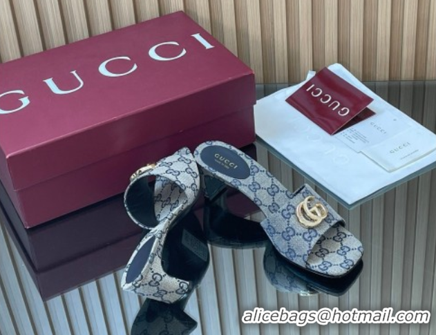 Best Product Gucci GG Canvas Heel Slides Sandal 5.5cm GG030503 Grey 2026