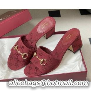Unique Style Gucci GG Canvas Heel Slides Sandal 5.5cm with Horsebit 8548829 Red 2026