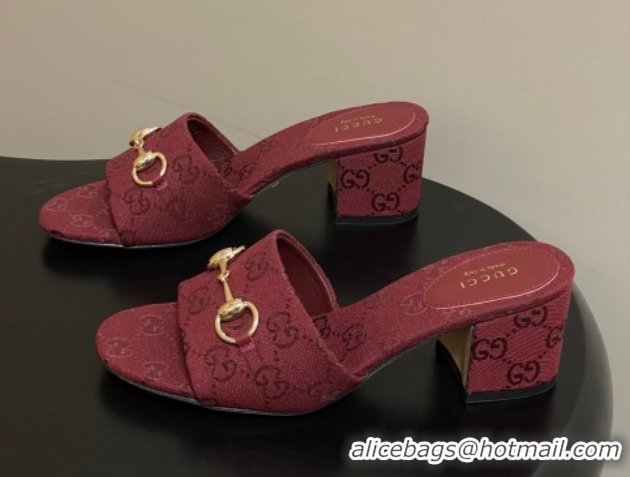 Unique Style Gucci GG Canvas Heel Slides Sandal 5.5cm with Horsebit 8548829 Red 2026