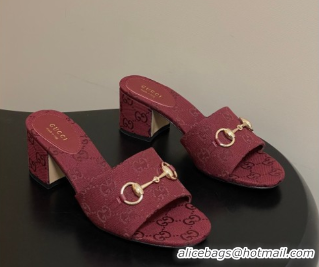 Unique Style Gucci GG Canvas Heel Slides Sandal 5.5cm with Horsebit 8548829 Red 2026
