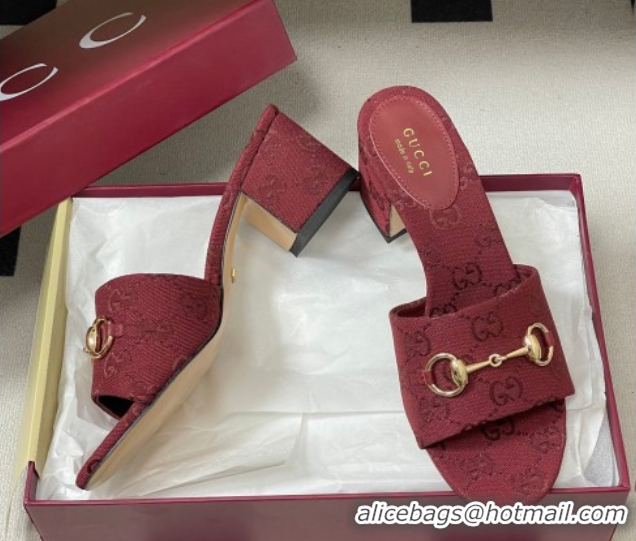 Unique Style Gucci GG Canvas Heel Slides Sandal 5.5cm with Horsebit 8548829 Red 2026