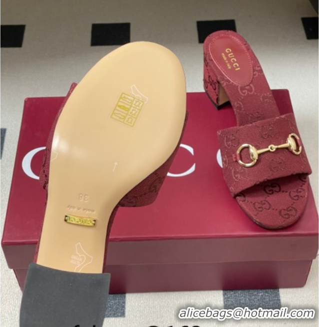 Unique Style Gucci GG Canvas Heel Slides Sandal 5.5cm with Horsebit 8548829 Red 2026