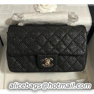 Top Grade Chanel Classic Small Flap Handbag in Woven Fiber A01113 Black 2026