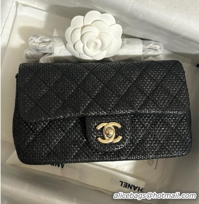 Top Grade Chanel Classic Small Flap Handbag in Woven Fiber A01113 Black 2026
