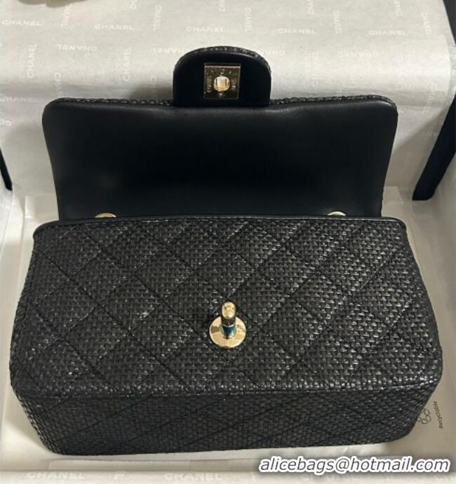Top Grade Chanel Classic Small Flap Handbag in Woven Fiber A01113 Black 2026