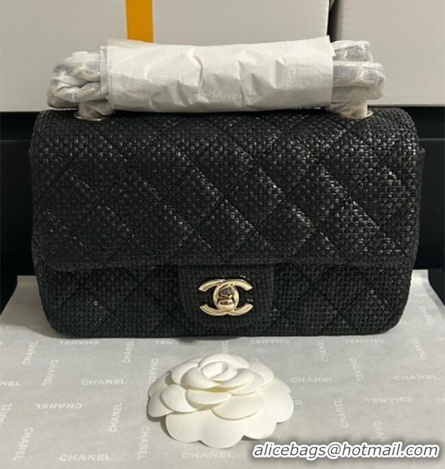 Top Grade Chanel Classic Small Flap Handbag in Woven Fiber A01113 Black 2026