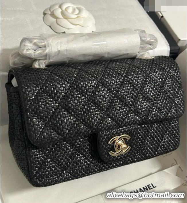 Top Grade Chanel Classic Small Flap Handbag in Woven Fiber A01113 Black 2026
