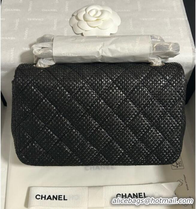 Top Grade Chanel Classic Small Flap Handbag in Woven Fiber A01113 Black 2026