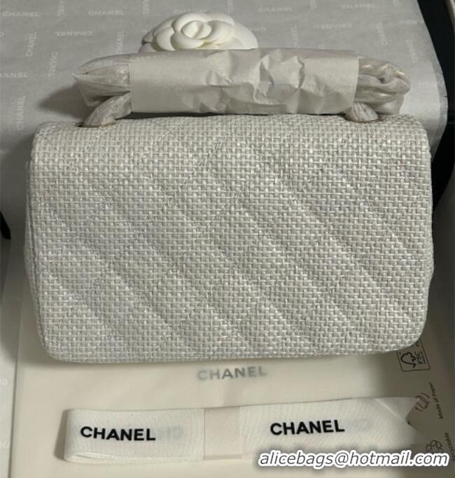 Inexpensive Chanel Classic Mini Flap Handbag in Woven Fiber A69900 White 2026