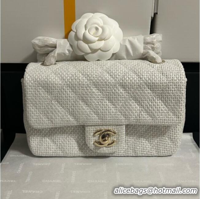 Inexpensive Chanel Classic Mini Flap Handbag in Woven Fiber A69900 White 2026