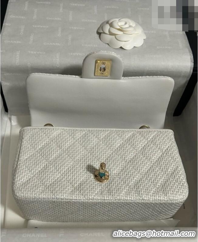 Inexpensive Chanel Classic Mini Flap Handbag in Woven Fiber A69900 White 2026