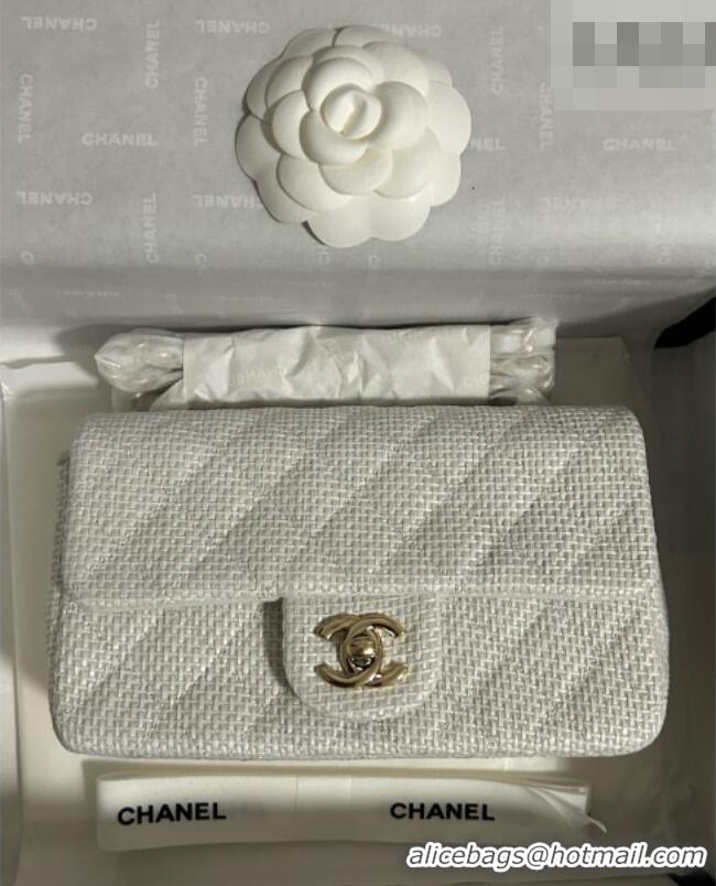 Inexpensive Chanel Classic Mini Flap Handbag in Woven Fiber A69900 White 2026