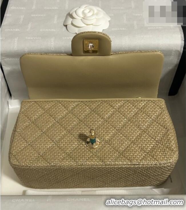 Trendy Design Chanel Classic Mini Flap Handbag in Woven Fiber A69900 Gold 2026