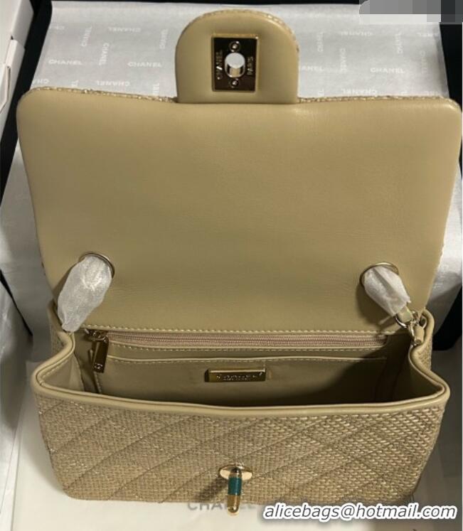 Trendy Design Chanel Classic Mini Flap Handbag in Woven Fiber A69900 Gold 2026