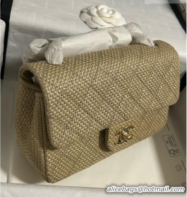 Trendy Design Chanel Classic Mini Flap Handbag in Woven Fiber A69900 Gold 2026