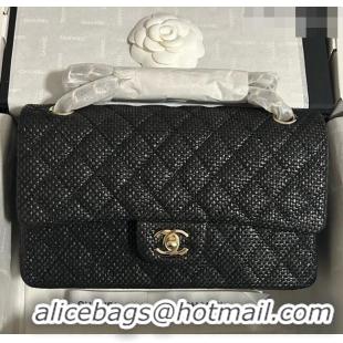 Top Quality Chanel Classic Medium Flap Handbag in Woven Fiber A01112 Black 2026
