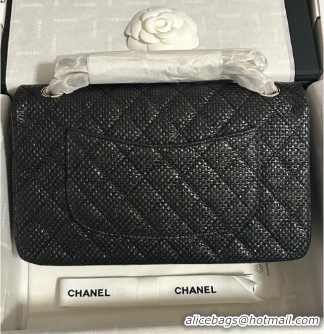 Top Quality Chanel Classic Medium Flap Handbag in Woven Fiber A01112 Black 2026