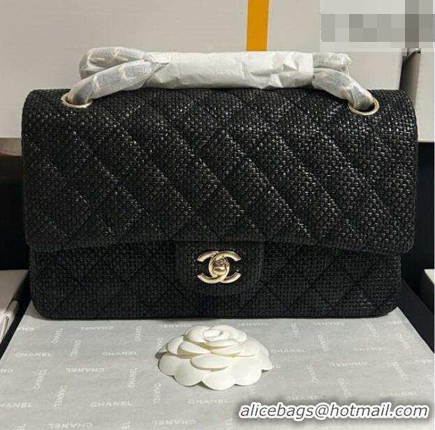 Top Quality Chanel Classic Medium Flap Handbag in Woven Fiber A01112 Black 2026