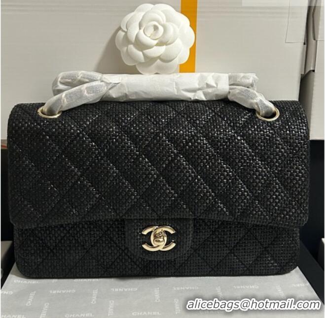 Top Quality Chanel Classic Medium Flap Handbag in Woven Fiber A01112 Black 2026