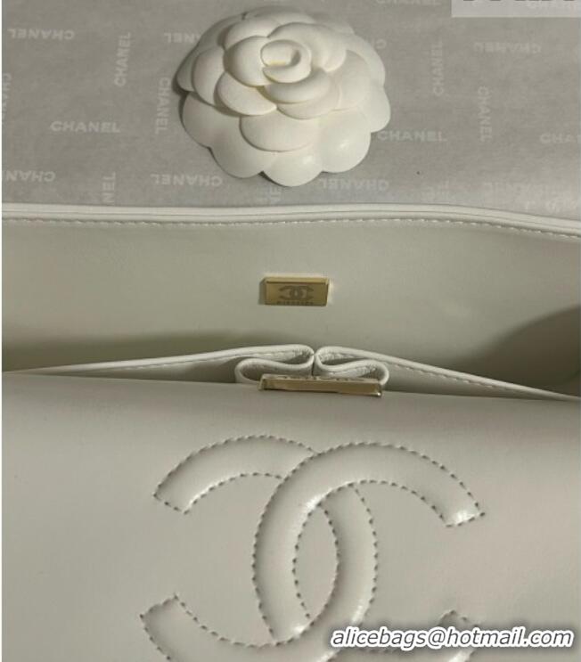 Top Grade Chanel Classic Medium Flap Handbag in Woven Fiber A01112 White 2026