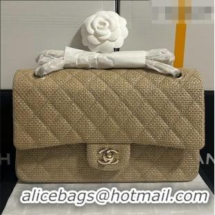 Luxury Discount Chanel Classic Medium Flap Handbag in Woven Fiber A01112 Gold 2026