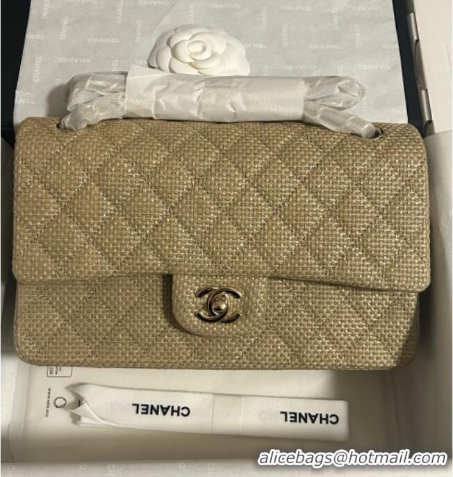 Luxury Discount Chanel Classic Medium Flap Handbag in Woven Fiber A01112 Gold 2026
