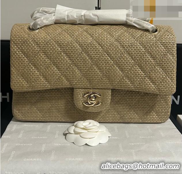 Luxury Discount Chanel Classic Medium Flap Handbag in Woven Fiber A01112 Gold 2026