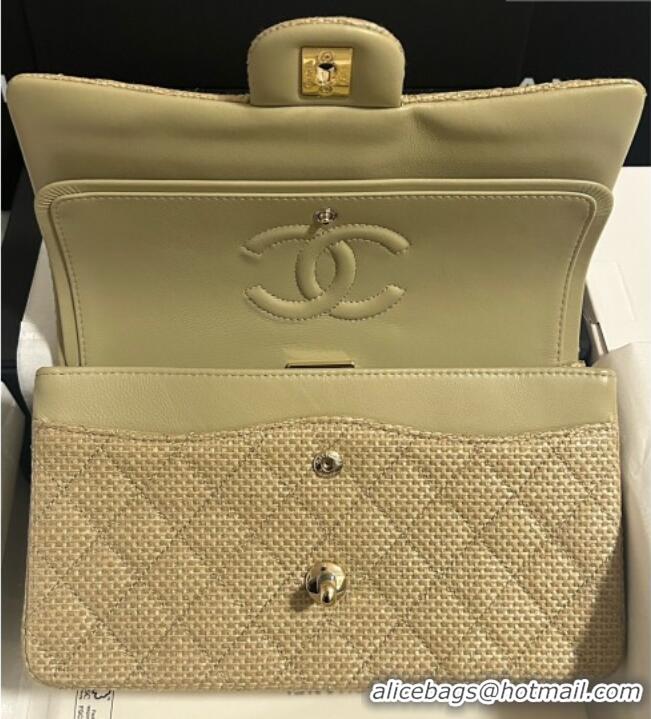 Luxury Discount Chanel Classic Medium Flap Handbag in Woven Fiber A01112 Gold 2026