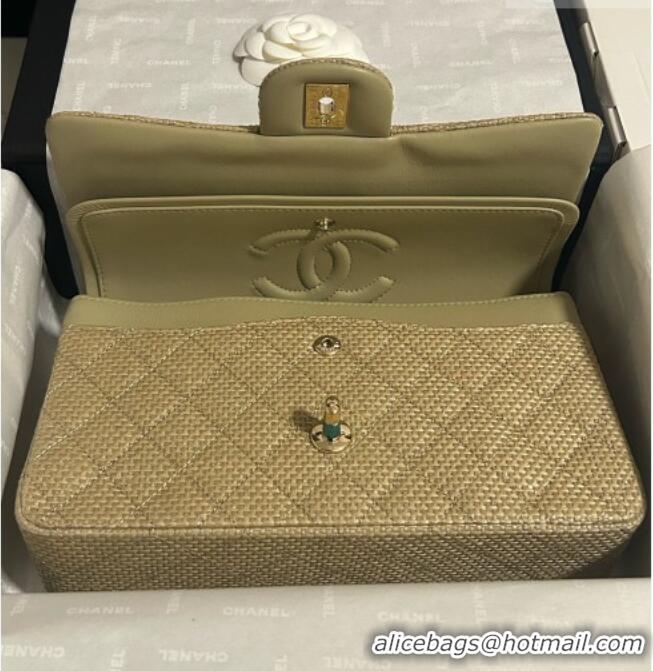 Luxury Discount Chanel Classic Medium Flap Handbag in Woven Fiber A01112 Gold 2026