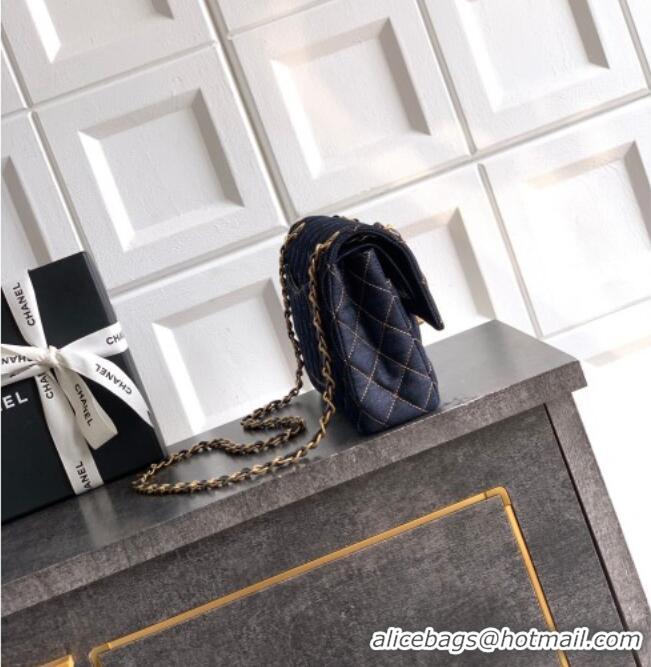 Promotional Chanel Classic Medium Flap Handbag in Quilted Denim A01112 Dark Blue & Orange 2026